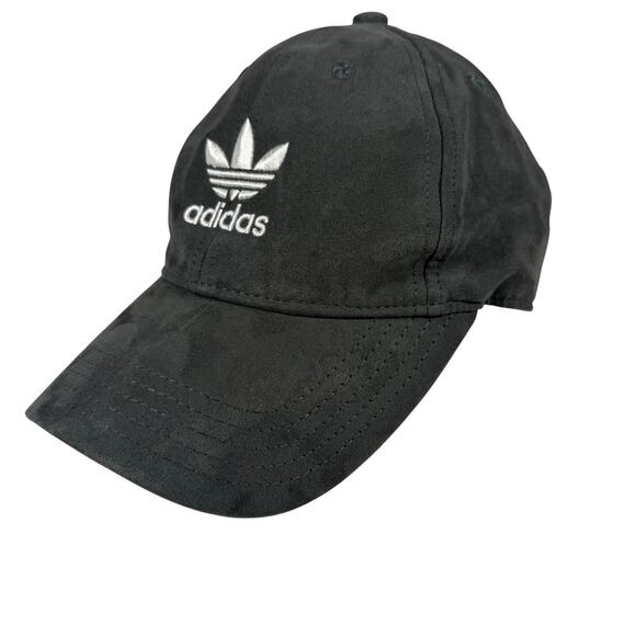 Adidas Gray Velvet Hat Adjustable Gray w/ White Trefoil Embroidered - Picture 1 of 7